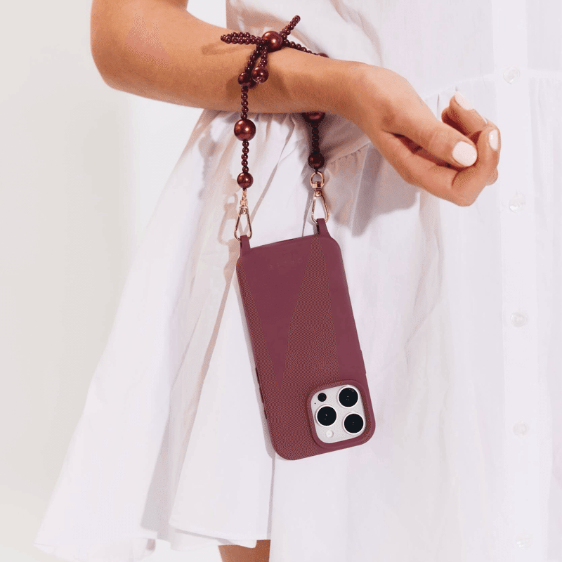Burgundy Bow Phone Wristlet