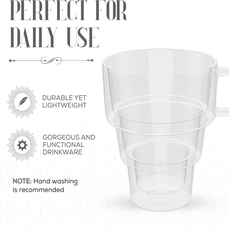 Glass Tiered Double Wall Mugs (4 Pack)