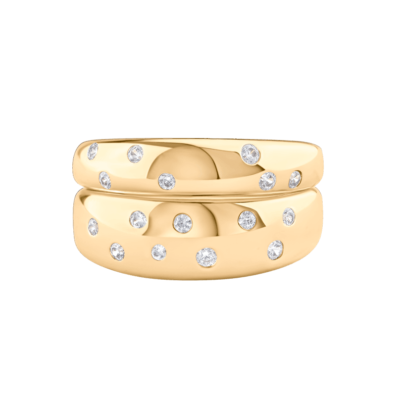 .35 Cttw Set Of 2 Stackable Cz Band Rings - Size 7