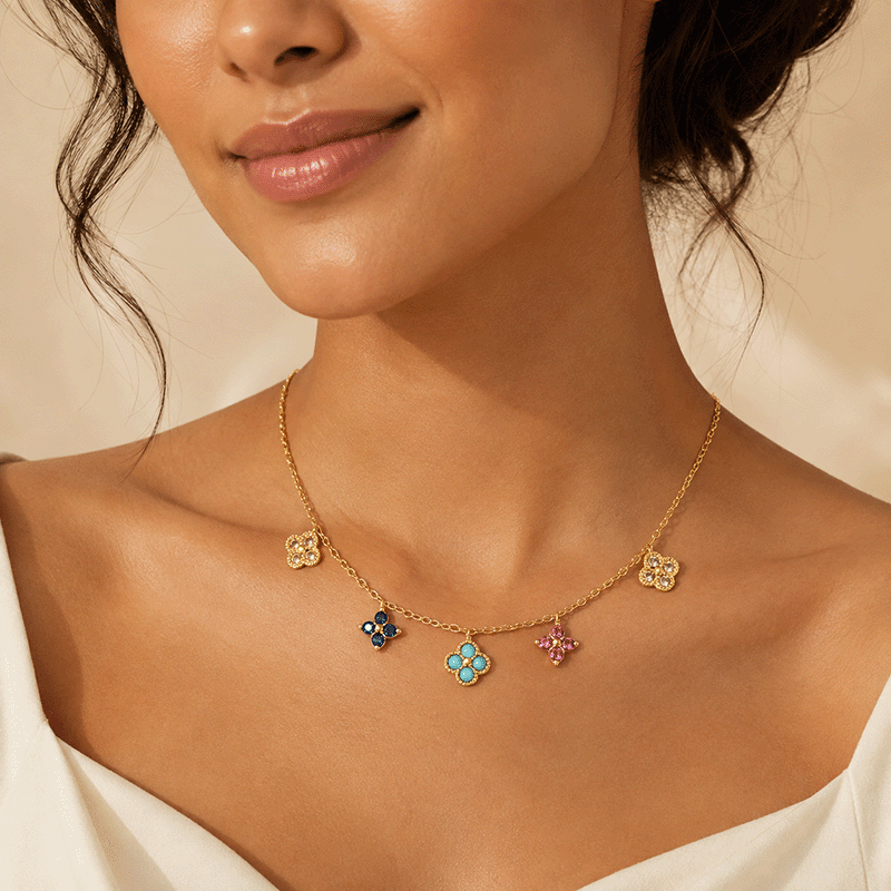 Multicolor Four Leaf Clover Bracelet