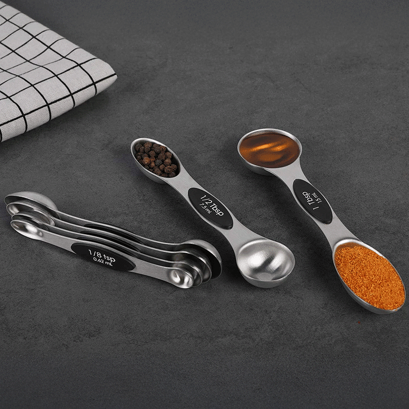 Magnetic Dual Side Stainless Steel Measuring Spoons Set