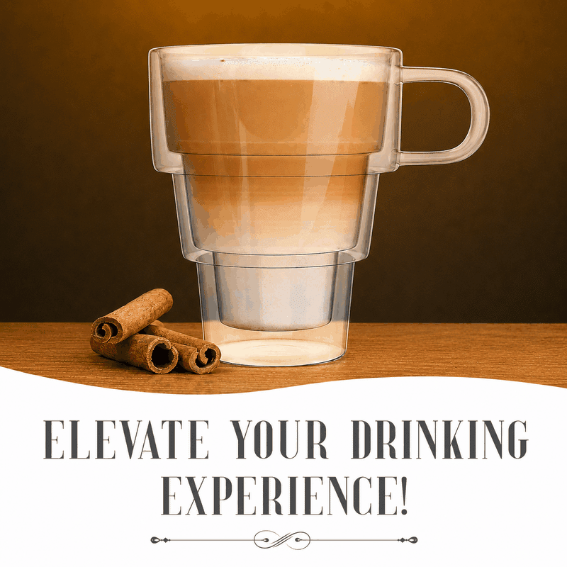 Glass Tiered Double Wall Mugs (4 Pack)