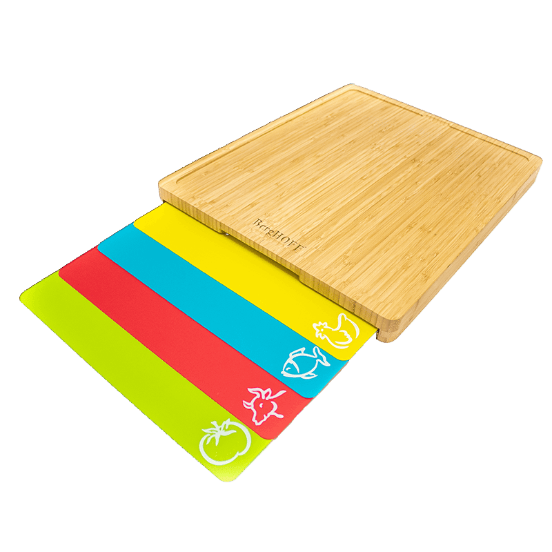 4 Piece Bamboo Cutting Board with Multi-Colored Inserts
