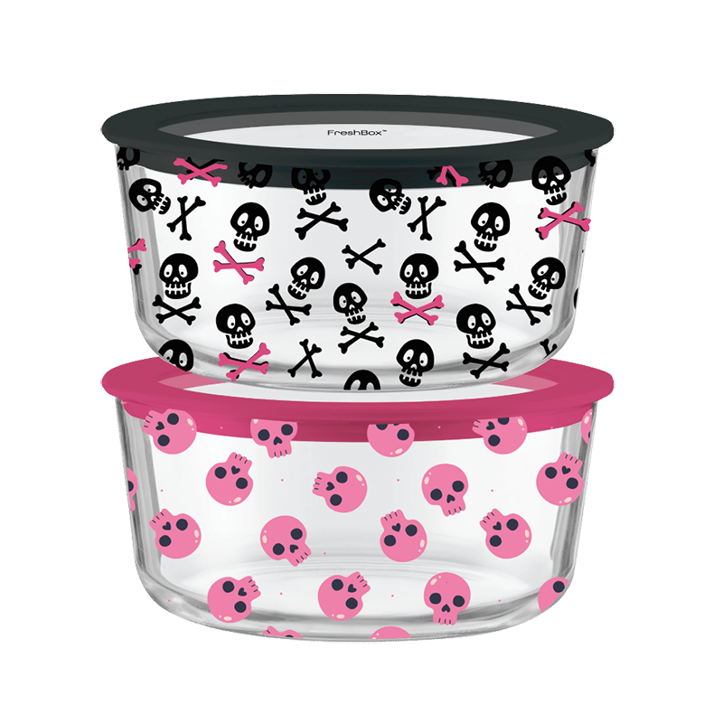 4PC Pink Skull Print