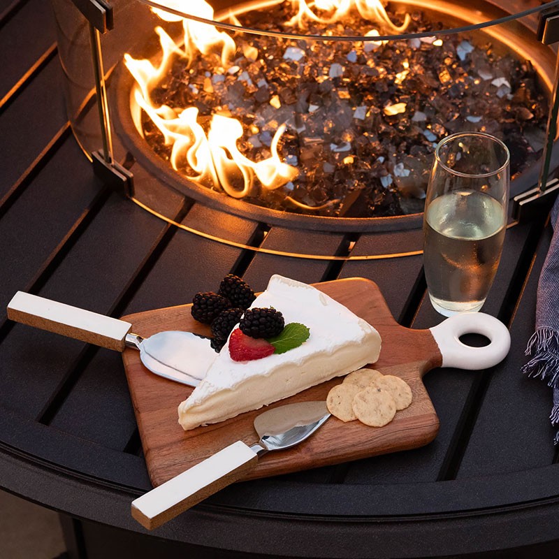 Wood + White Collection, Mini Charcuterie Board and Set of 2 Knives