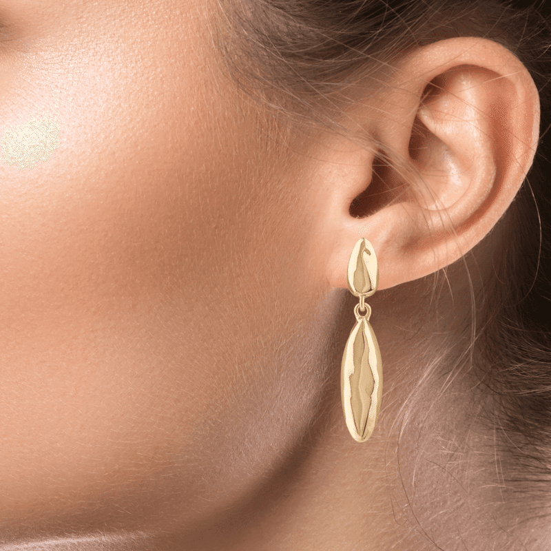 Softly Hammered Linear Drop Earring