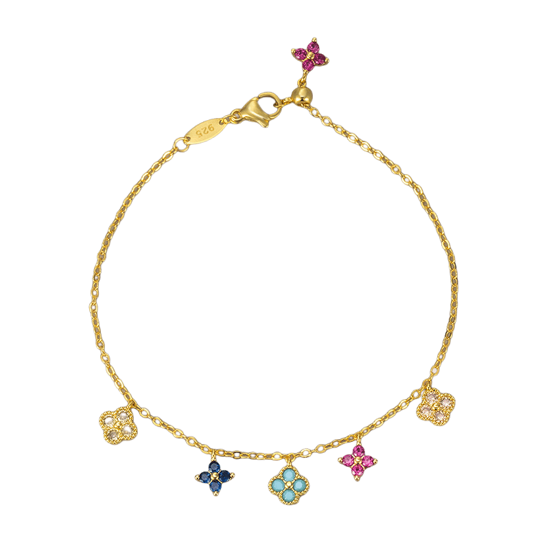 Multicolor Four Leaf Clover Bracelet