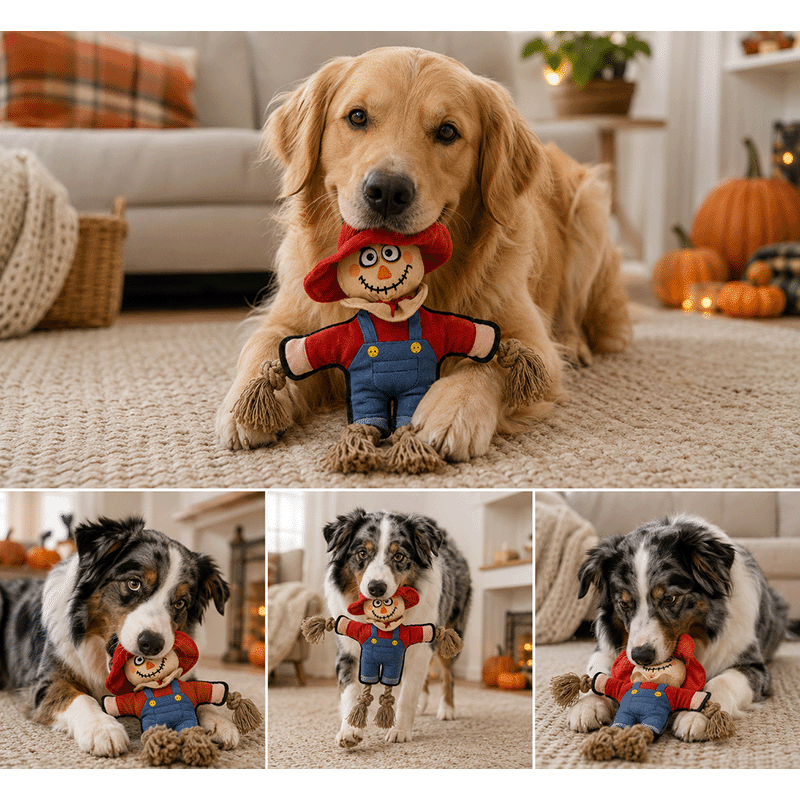 Halloween Scarecrow & Witch Dog Toy (2 pack)