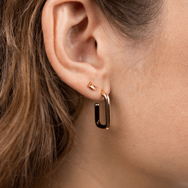 Champagne Baguette Stud Earring