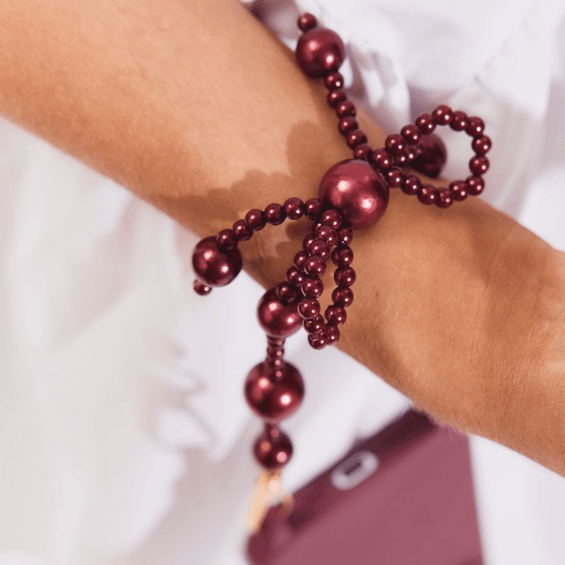 Burgundy Bow Phone Wristlet
