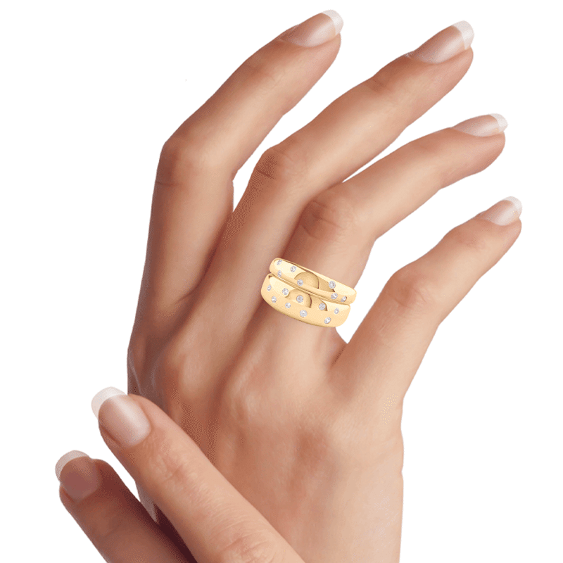 .35 Cttw Set Of 2 Stackable Cz Band Rings - Size 7