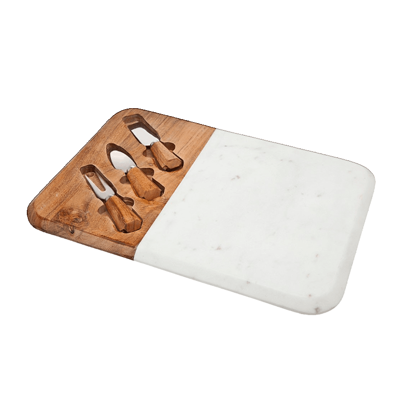 Wood/Marble Board With Knives