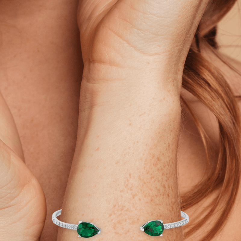 4Cttw Open Classic Pear Cuff With Pave