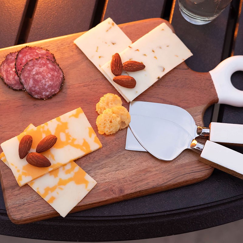 Wood + White Collection, Mini Charcuterie Board and Set of 2 Knives