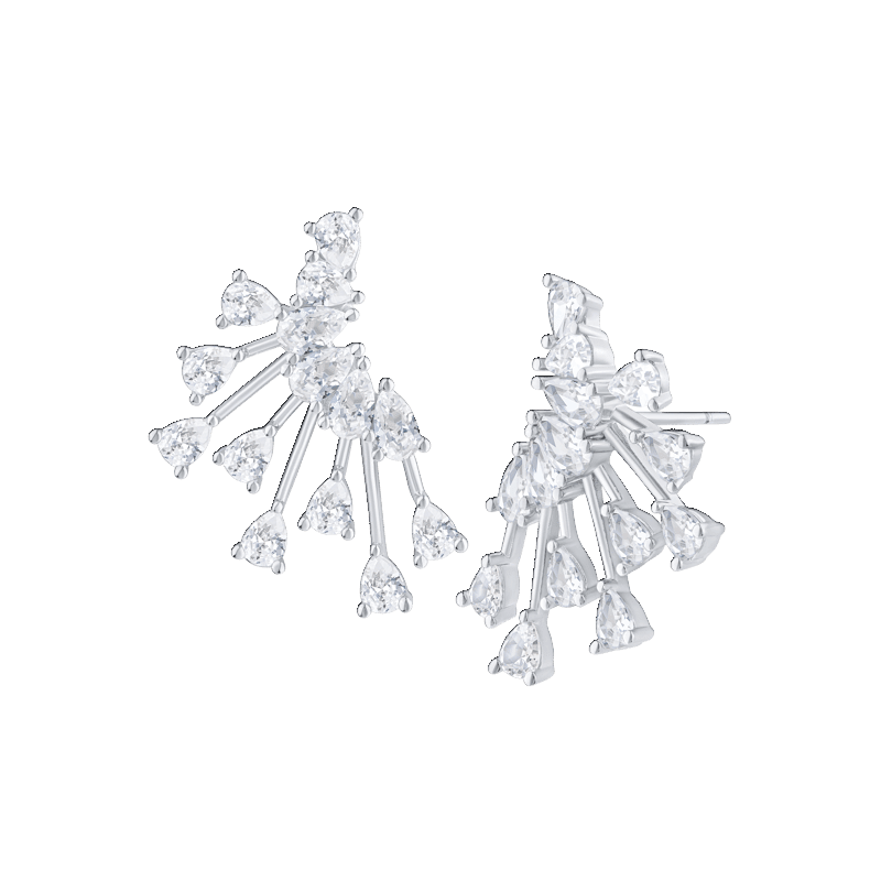 6 Cttw Pear Czp Bar Burst -Fan Earrings
