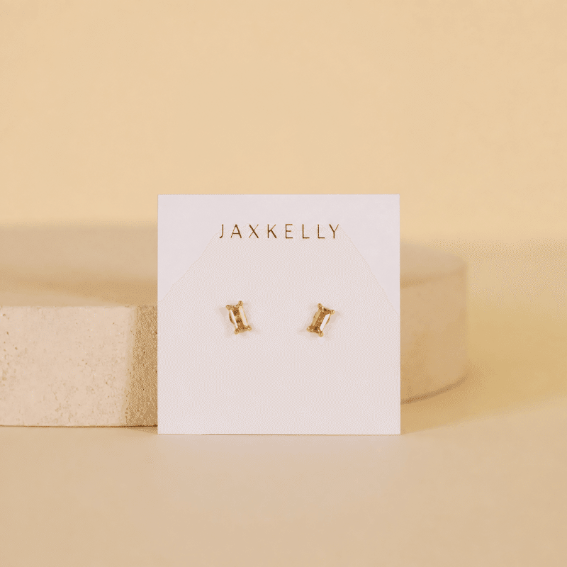 Champagne Baguette Stud Earring