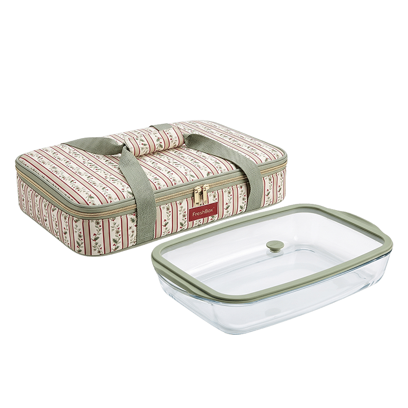 Green Floral and Ivy Stripe Casserole Carrier
