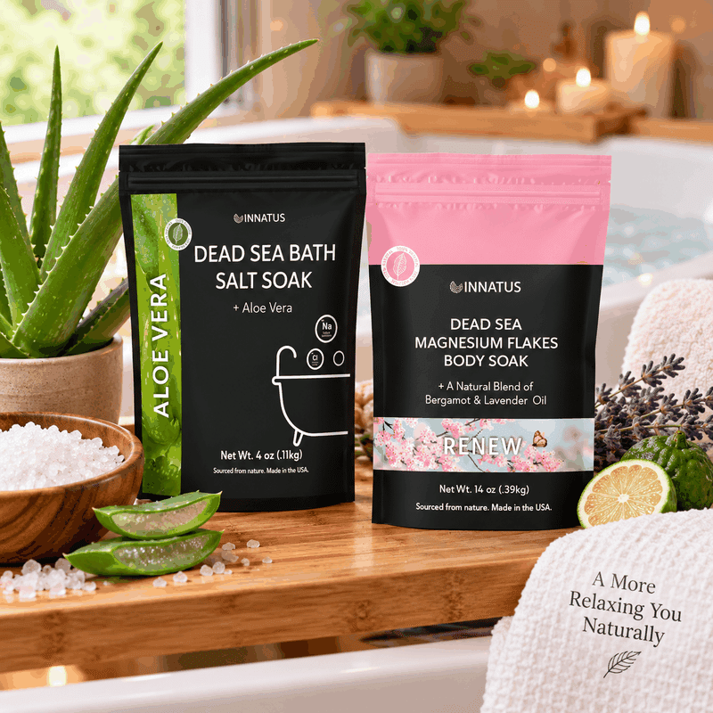 Dead Sea Bath Salt Aloe Vera and Magnesium Flakes Renew Soak