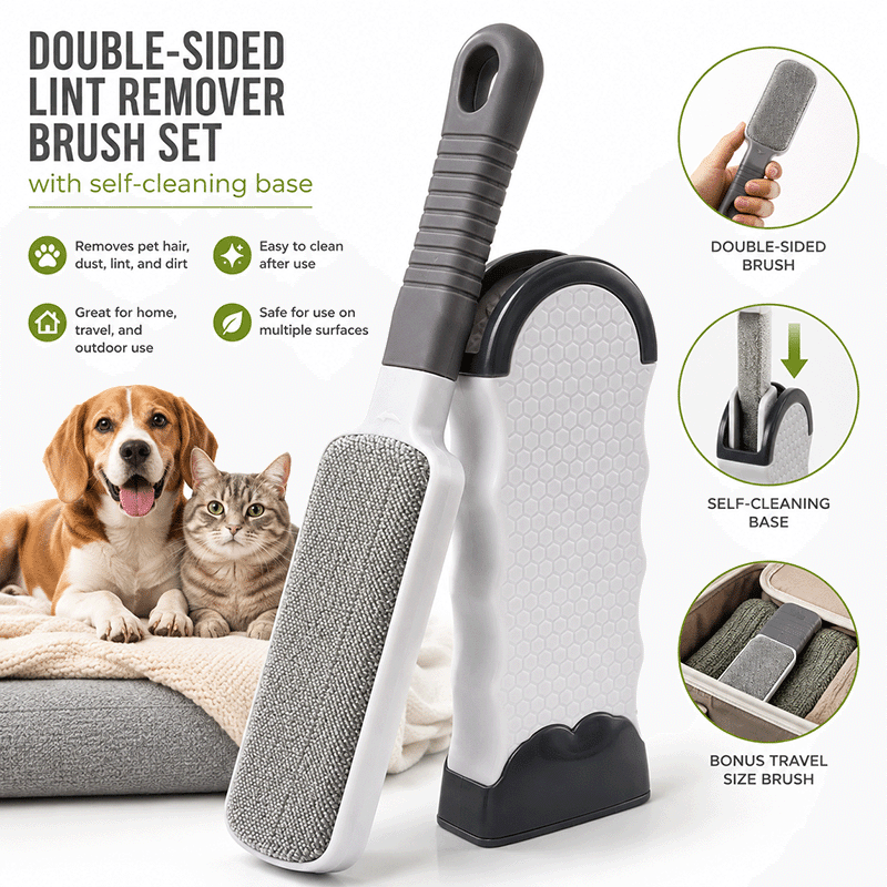 Double Sided Lint Remover Brush and Travel Brush