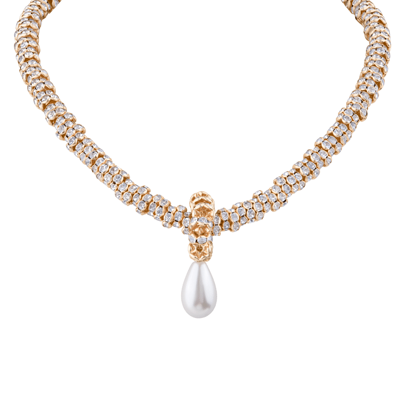 Rondelle Pearl Drop Statement Necklace