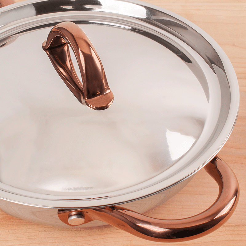 9.5 Ouro Gold Stainless Steel Cov Deep Skillet with Helper Handle
